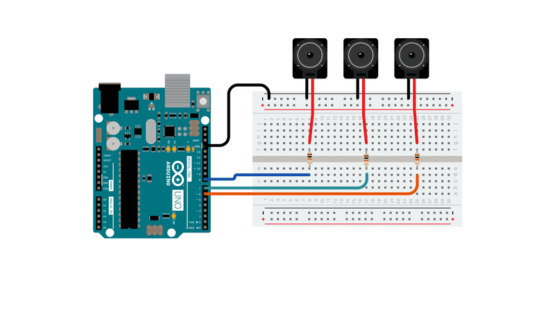 arduino 3 speakers bb