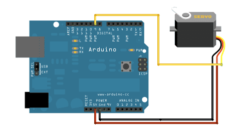 Servo Motor Control with Arduino - Simple Circuit