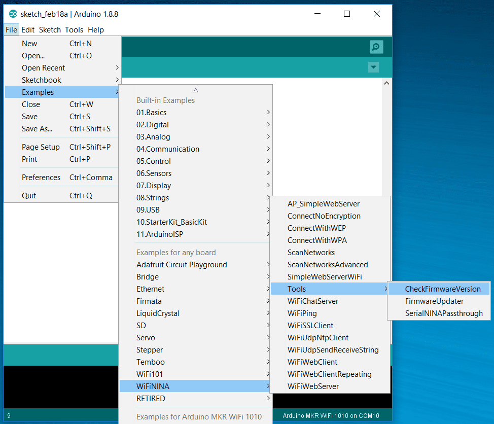 WiFiNINA Firmware Updater | Arduino